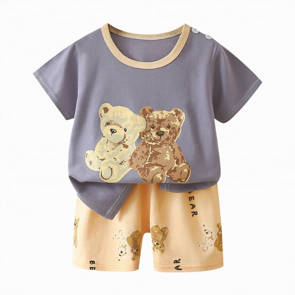 TOWED22 Toddler Baby Mardi Gras Outfit Carnival Embroidery Short Sleeve T Shirt Shorts Set Cute Baby Boy Summer Clothes Grey,2-3 Y