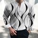 thumbnail image 1 of Men Casual Print V Neck Dress Shirts Long Sleeve Loose Office Blouse Tops Tee, 1 of 8