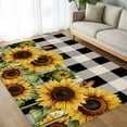 thumbnail image 4 of Sunflower Checkered 5x8 Area Rugs, Black Buffalo Plaid Pastoral Flowers Non-Skid Rubber Backing Large Rectangle Rugs - Living Room Bedroom Home Office, Indoor Floor Mat Carpets Washable Rug, 4 of 9