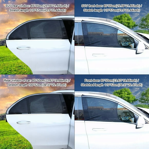 pitrice 1 Pair Car Side Window Sun Shades Black Auto Styling Accessories Curtains Mosquito Prevention Sunshades Cooling Mesh for Baby car/front window