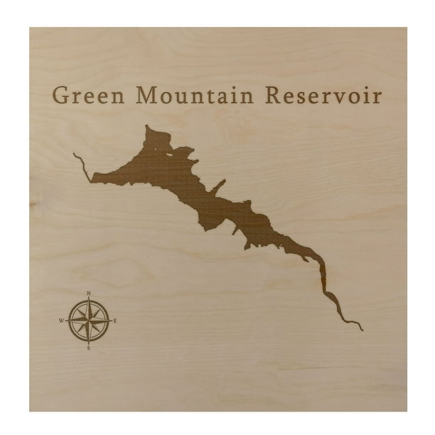 Green Mountain Reservoir Map 24x24" Wood Wall Art Office Decor Gift
