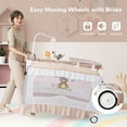 thumbnail image 6 of Costway Baby Playard Crib Bed 4 in 1 Portable with Changing Table Canopy Music Box Light Pink, 6 of 10