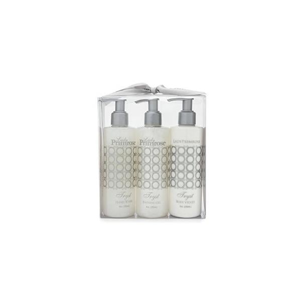 Lady Primrose Tryst Triple Pump Gift Set (8oz Skin Moisturizer, Bathing Gel & Handwash Pumps