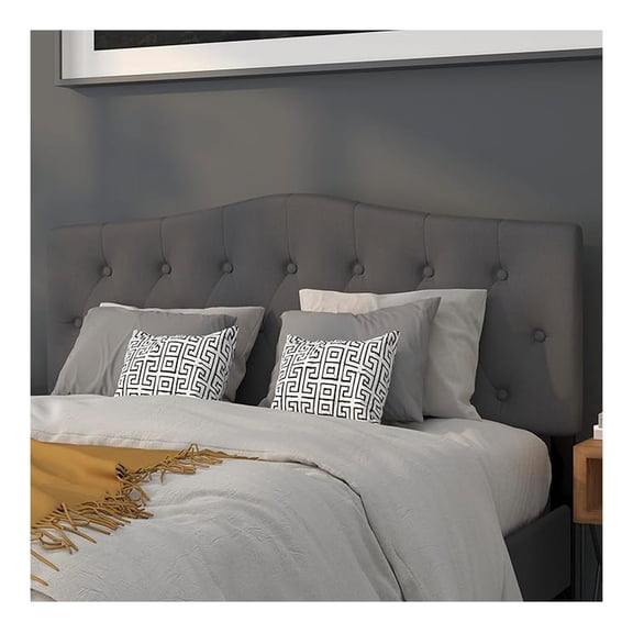 Cambridge Tufted Upholstered Headboard for Queen Size Bed, Contemporary Fabric Tufted Headboard with Adjustable Height, Dark Gray