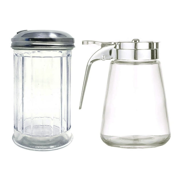 Multipurpose Sugar & Syrup Dispensers with Chrome Plated Spout Top Restaurant StyleGlass