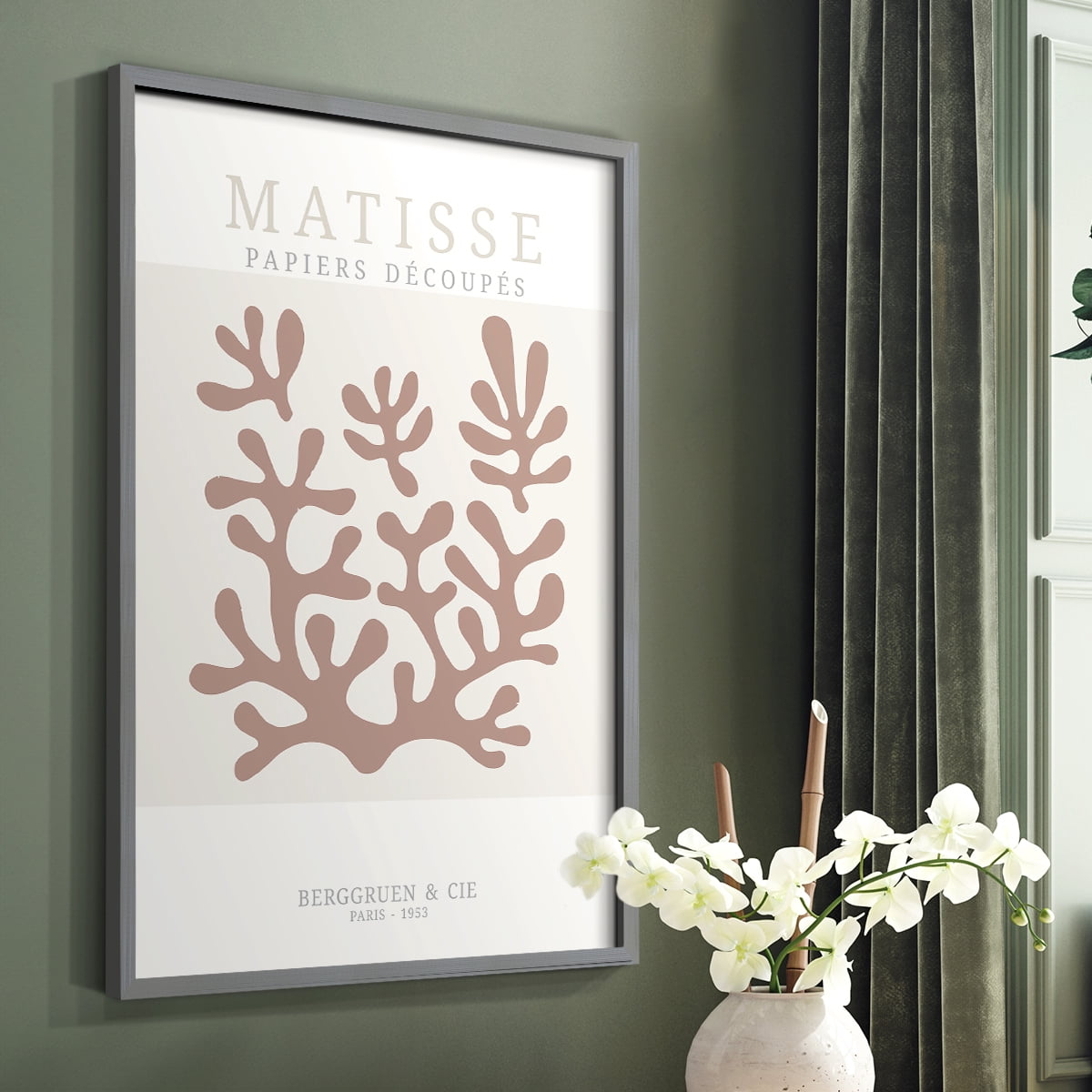 Matisse CDXXXI in Gray Solid Wood Framed Print No Nail Hanging