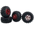 thumbnail image 2 of LINLIN 4PCS 1/10 RC Monster Truck Wheel and Tire Set,125MM Rubber Tyres and 6 Spoke Plastic Wheel Rims Parts for Traxxas HIMOTO HSP HPI SCX10 TRX4 Tamiya Kyosho Buggy Crawler Car, 2 of 6