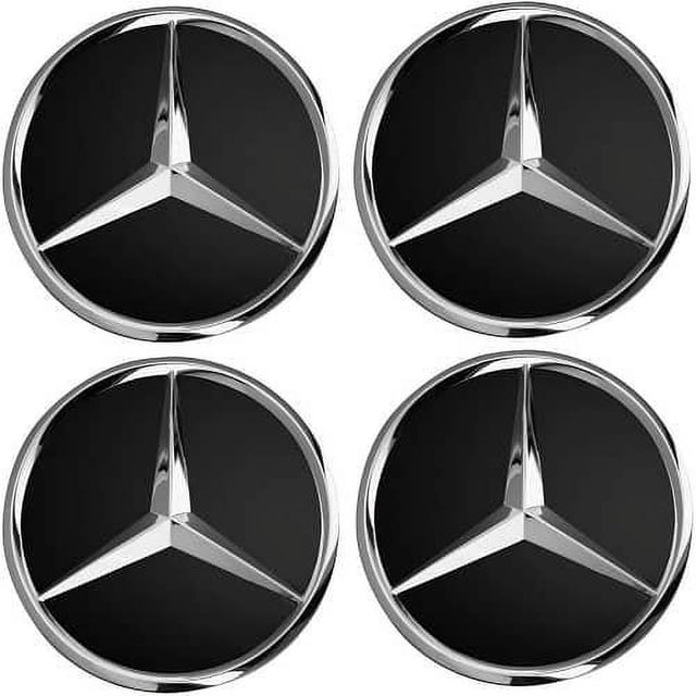 Embellecedor Para Llanta, Compatible Con Mercedes 75 Mm (4 Uds), Negro