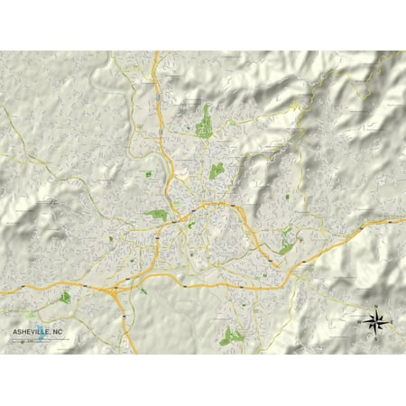 Asheville Nc - Political Map of Asheville, NC Print Wall Art