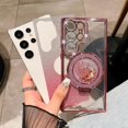 thumbnail image 4 of for Samsung Galaxy S25 Ultra Case with Glitter Kickstand,Cute Bling Sparkly Rhinestones Phone Case, Glass Camera Lens Protector,Flowing Liquid Ring Stand for Samsung S25 Ultra (Pink), 4 of 9
