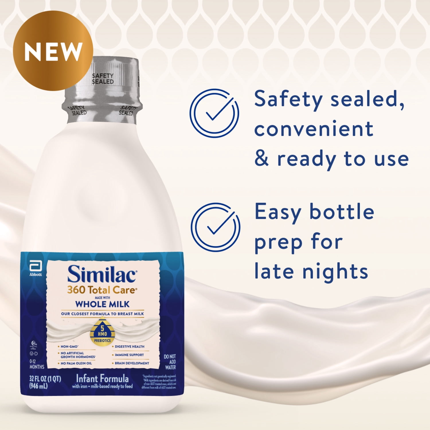 Similac 360 Total Care Made With Whole Milk Ready-to-Feed Baby Formula, 32-fl-oz Bottle, Pack of 1