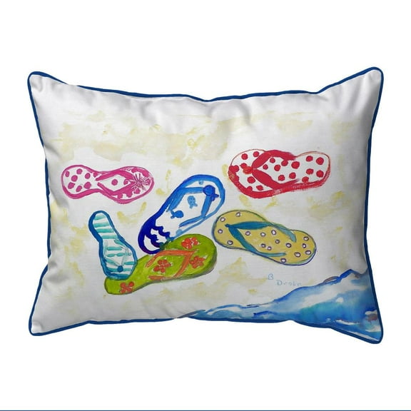 Betsy Drake Interiors Six Flip Flops Large Indoor/Outdoor Pillow 18x18