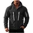 thumbnail image 3 of Agkizg Men's Fall Winter Ski Jackets Waterproof Windproof Coats, Solid Hooded Windbreaker Windproof Water Jacket Drawstring Zip Pockets Outdoor Hiking Mountaineering Coat, 3 of 7