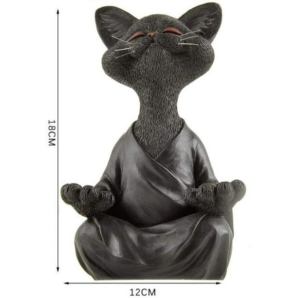 Statue de chat bouddha Zen et heureux en meditation, idéale pour la décoration  intérieure et extérieure maison et jardin Magnifique cadeau figurine design  moderne en resine,Supoerma, (18cm x 12cm x 8c 