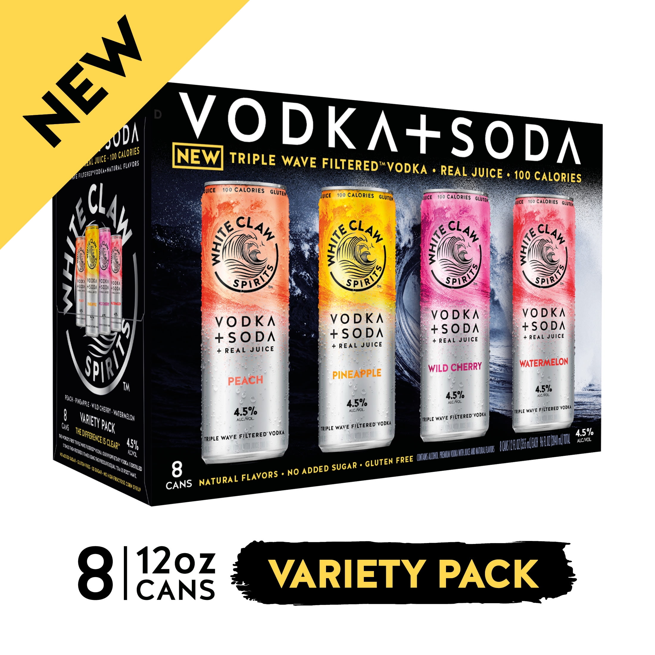 White Claw Spirits Vodka + Soda Variety Pack, 8 Pack, 4.5 ABV