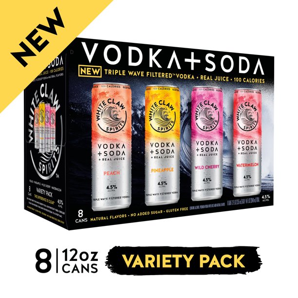 White Claw Spirits Vodka + Soda Variety Pack, 8 Pack, 4.5 ABV
