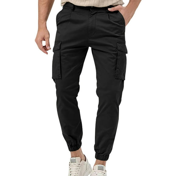 toraway Summer Black Cargo Pants Men Big and Tall Men's Casual Pants Casual Sweatpants Jogging Pants Outdoor Pants Pockets XXL