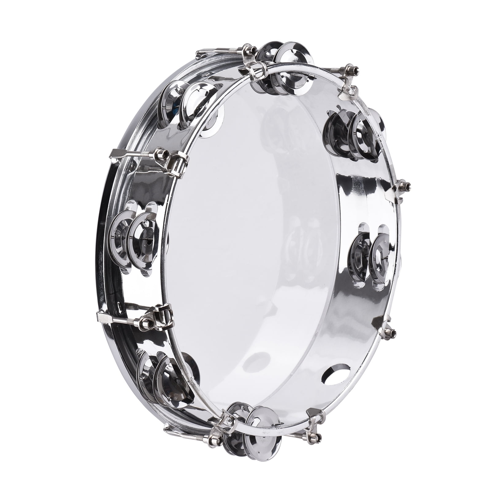 Tambourine,10-inch Handbell Hand Drum With Row Hand Drum Metal Percussion Dsfen 10-inch Percussion Row Hand Inch Row Bell Ziem 8 Inch Row Huiop Row Bell Hand 12pcs 8 Inch (silver)