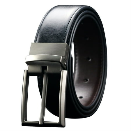 Mens Reversible Leather Belt, Dress Casual Belts for Men, One Belt Reverse For 2 Sides