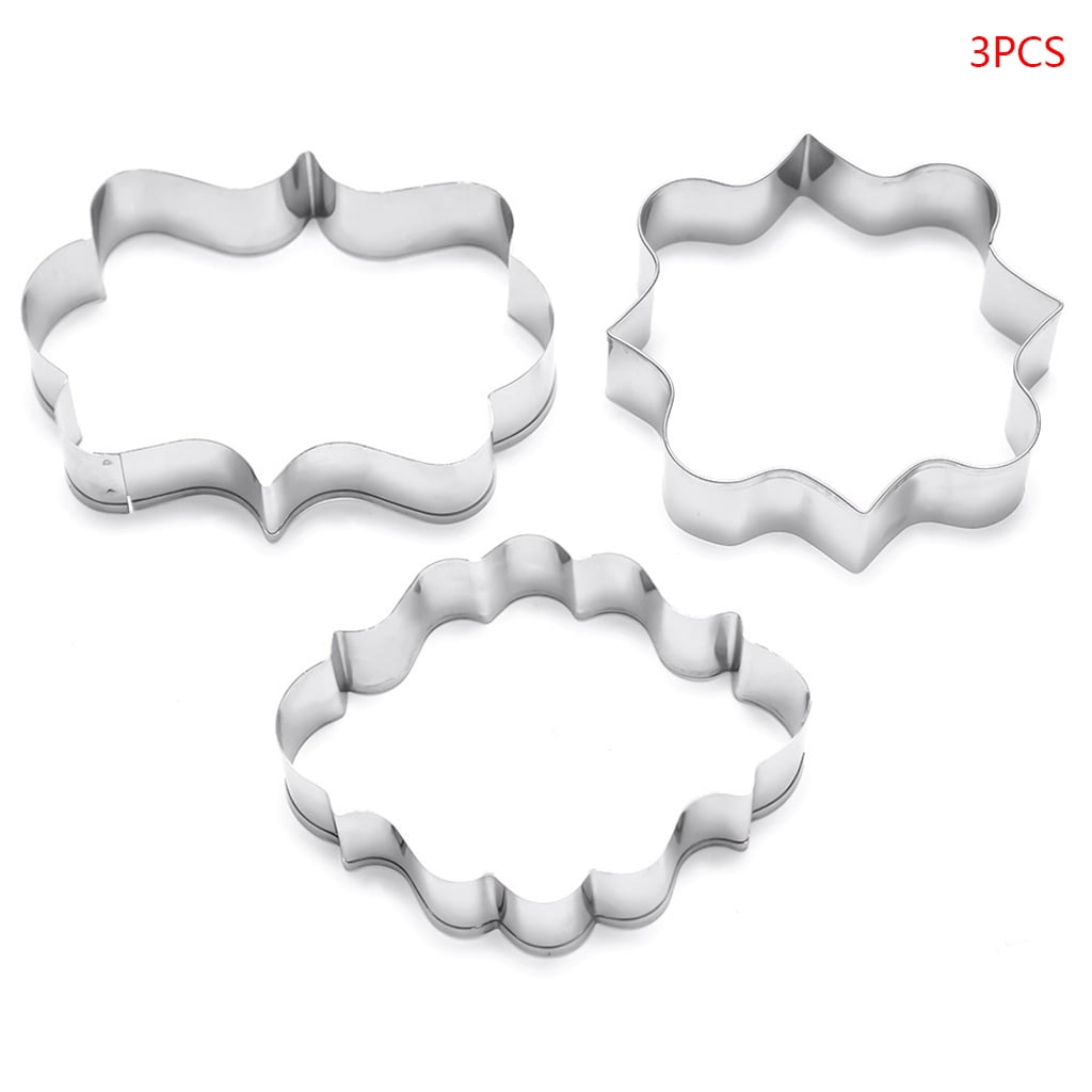 3Pcs Stainless Steel Frame Biscuit Cookie Cutter Fondant Cake Mold Mould DIY 