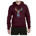 thumbnail image 2 of Wild Bobby, Colorful Paint Splatter Deer Head, Animal Lover, Unisex Graphic Hoodie Sweatshirt, Maroon, 2XL, 2 of 3