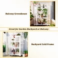 thumbnail image 5 of 62" Wood Greenhouse Cold Frame with Openable Roof & 4 Wheels, Walk-in Garden Greenhouse with Adjustable Shelves, Large Portable Greenhouse Cabinet for Outdoor Indoor Use, Anti-Tipping Design, White, 5 of 9
