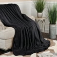 thumbnail image 5 of BNM Diamond Fleece Plush Fluffy Blanket, Full/ Queen, Black, 5 of 8