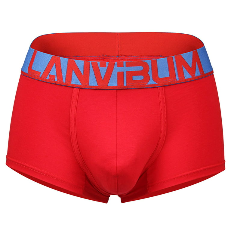 Akiihool Panties for Men Men's Boxer Briefs, Anti-Chafing, Moisture-Wicking  Underwear (Red,XXL)