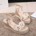 thumbnail image 4 of BONIXOOM Wedge Sandals for Women Clearance Fall Buckle Wedge Casual Fashion Shoes for Women Beige Size 7, 4 of 9