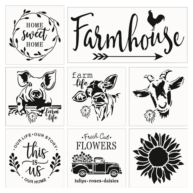 8Pcs number drawing stencils chalkboard stencils for signs