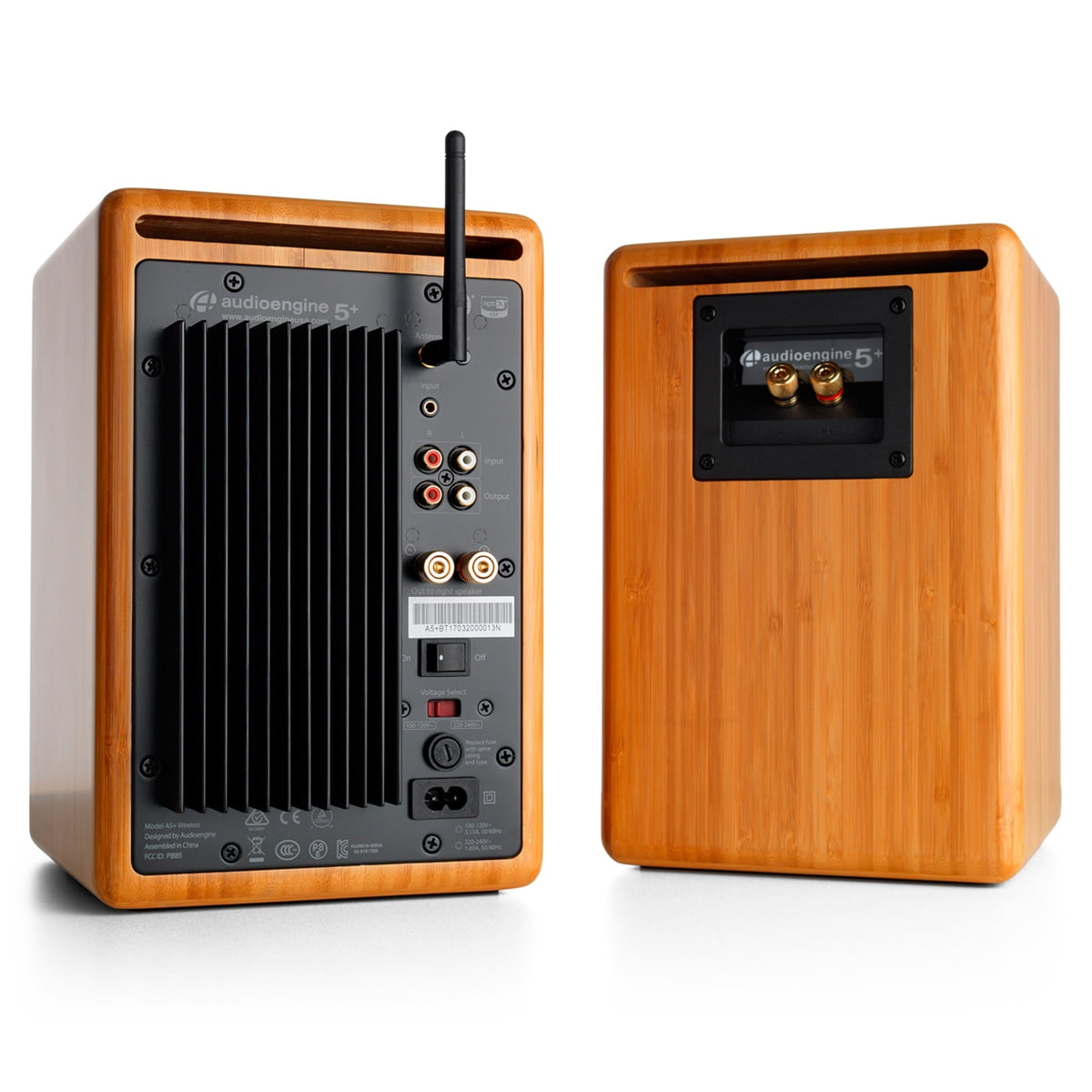 Audioengine A5+ 150W Bluetooth Wireless Powered Bookshelf Speakers, Bamboo