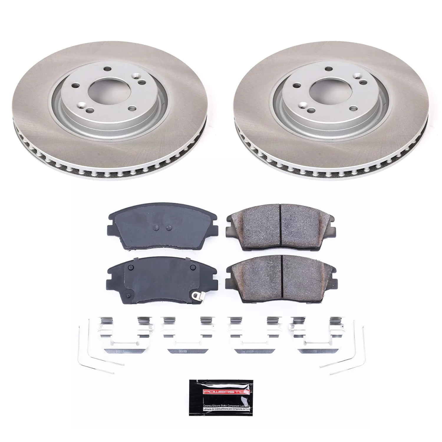 PowerStop Front Semi-Coated Rotor and Low-Dust Ceramic Brake Pad Kit SC7343
