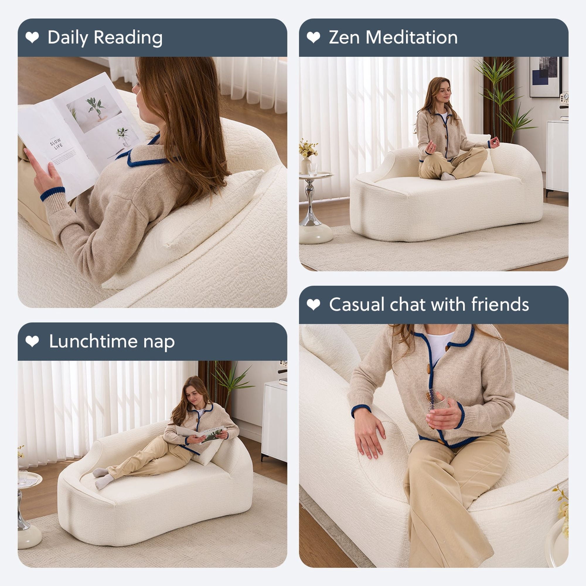 Sailvan Compression Curved Chaise Longue Loveseat Sofa Bed with 1 Pillow