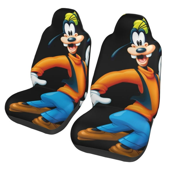 Goofy Car Seat Cover Set of 2 Fashion Stretchy Front Seat Protector Universal Fit for Auto Truck SUV Van Sedan Car Interior Accessory Decoration