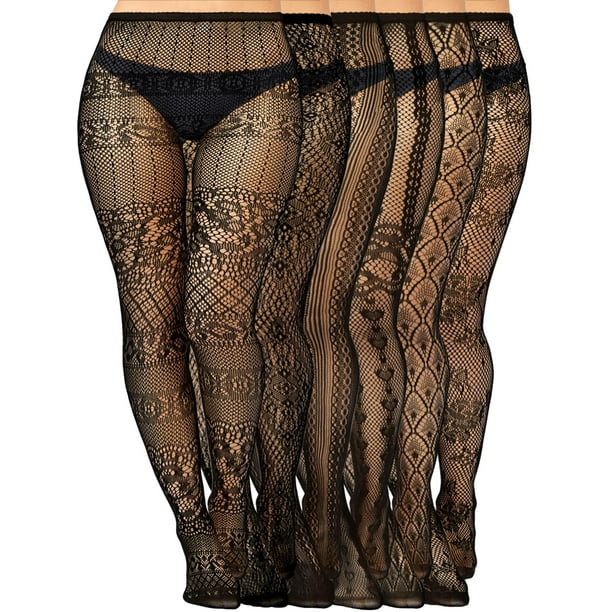 Medias tipo pantimedias Skylety Fishnet, lencería con tirantes, 6 unidades