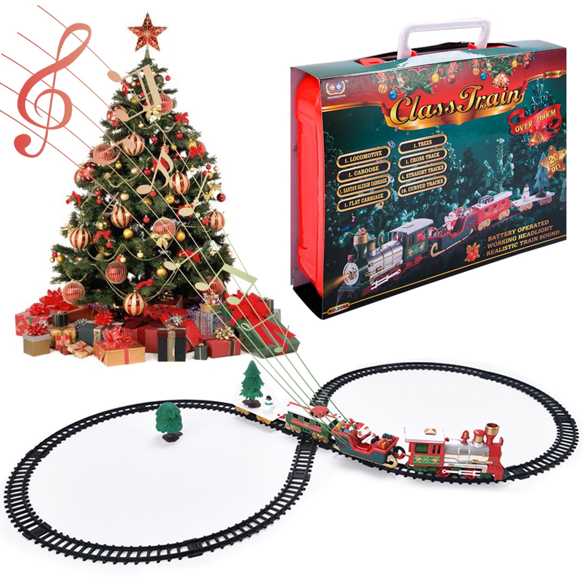 Christmas Electric Train Toy Electric Rail Car Set with Music and Light
