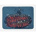 thumbnail image 1 of Christmas Bath Mat, Hand Written Inspired Style Merry Xmas Wishes on Ornamental Ball, Plush Bathroom Decor Mat with Non Slip Backing, 29.5" X 17.5", Slate Blue and Dark Coral, by Ambesonne, 1 of 2