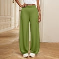 thumbnail image 2 of LIJCC Girls Drawstring Sweatpants High Waist Elastic Waist Wide Leg Athletic Joggers Solid Color Workout Casual Pants(Green,12-13 Years), 2 of 7
