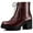 Burgundy, variant on BLISSFUL STEP Women's Platform Chunky Heels Combat Boots White 8