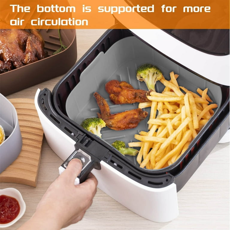 2Pcs Air Fryer Silicone Pot with Handle Reusable Air Fryer Liner