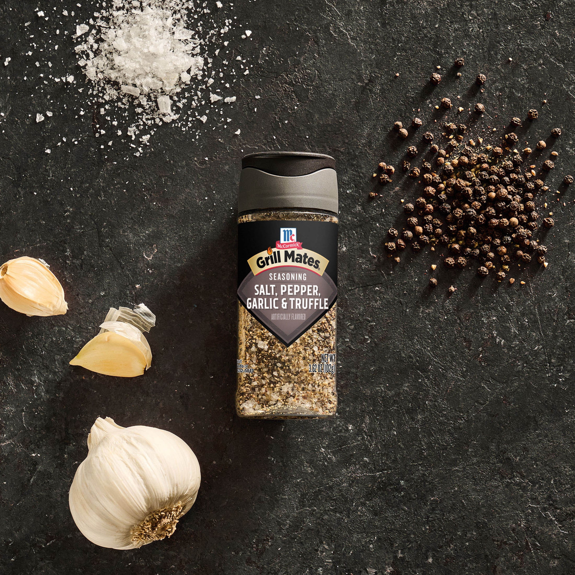 McCormick Grill Mates Salt, Pepper, Garlic and Truffle Seasoning, 3.62 oz Bottle
