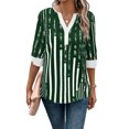 thumbnail image 2 of Frontwalk Women Summer Tops V Neck T-shirt Striped T Shirt Ladies Loose Tunic Blouse Short Sleeve Pullover Dark Green S, 2 of 4