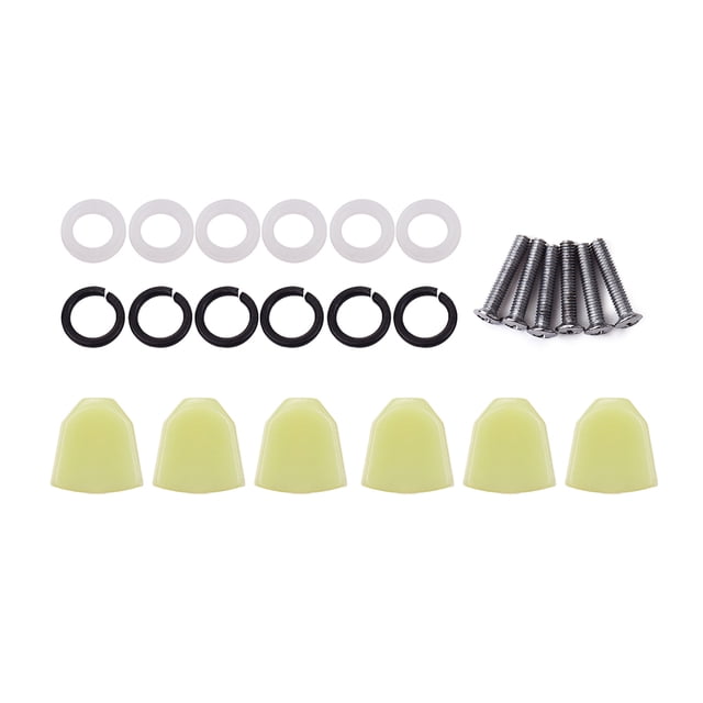 6 Pcs Capuchons de Piquet d'Accordage Polis, Bouton de Touche d'Accordeur, Bouton de Corde, Poignée avec Vis, Pièces de Rondelle pour Guitares Acoustiques et Électriques Vert