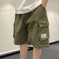 thumbnail image 4 of Tdoqot Boys Cargo Shorts- Casual Fashion with Pockets Cotton Kids Summer Shorts Army Green Size 7T, 4 of 5