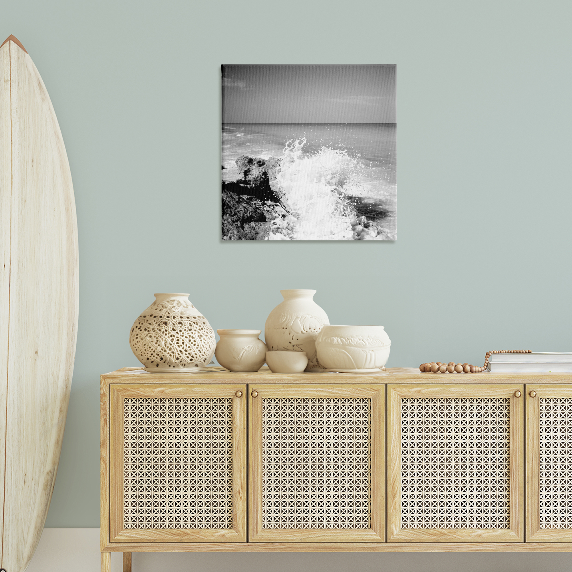 Stupell Industries Splashing Rough Waters Coastal Photography Gallery Wrapped Canvas Art Print Wall Art, 30 x 30