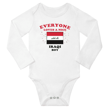 

Everyone Loves a Nice Iraqi Boy Baby Long Slevve Romper Bodysuit (White 3-6 Months)