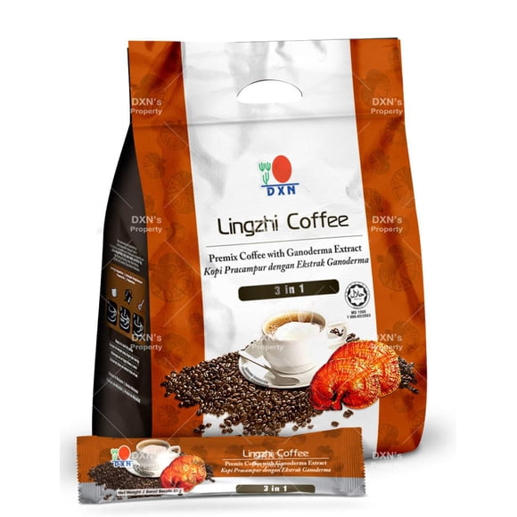 Café Lingzhi 3 en 1 DXN - Bolsa con 20 Sobres de 21g c/u -Con Ganodermama Lucidum