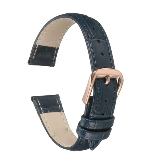 Uxcell Leather Watch Bands 14mm Classical Embossed Replacement Strap Elegant Vintage Watchband, Blue Rose Gold