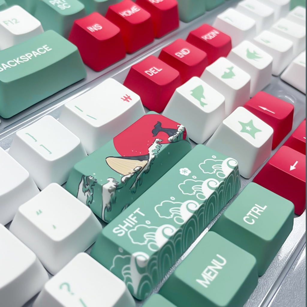 Customizable PBT Keycaps Set Coral Sea Pattern XDA/OEM Keycaps For Mechanical Keyboards,Korean Keycaps Solid Builds