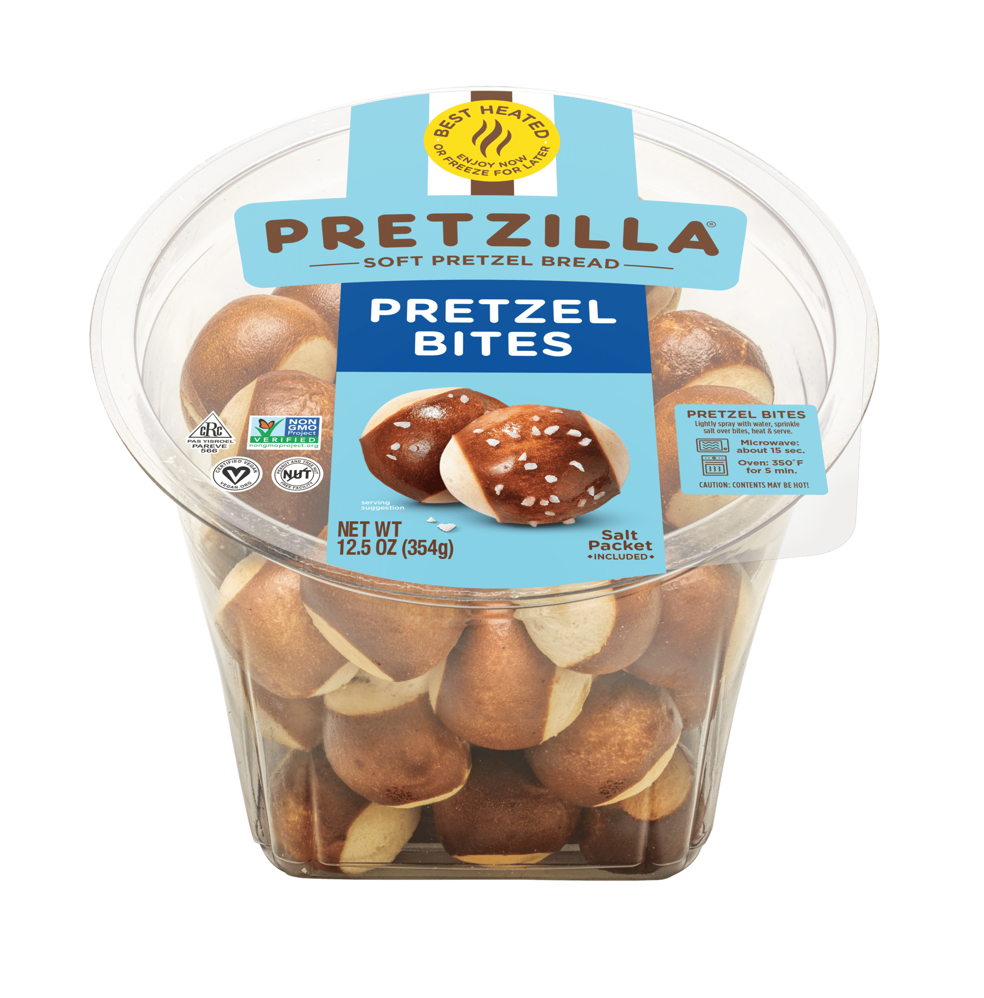 Pretzilla Soft Pretzel Bread Bites with Salt Packet, Vegan, Non-GMO, Shelf-stable, 12.3 oz